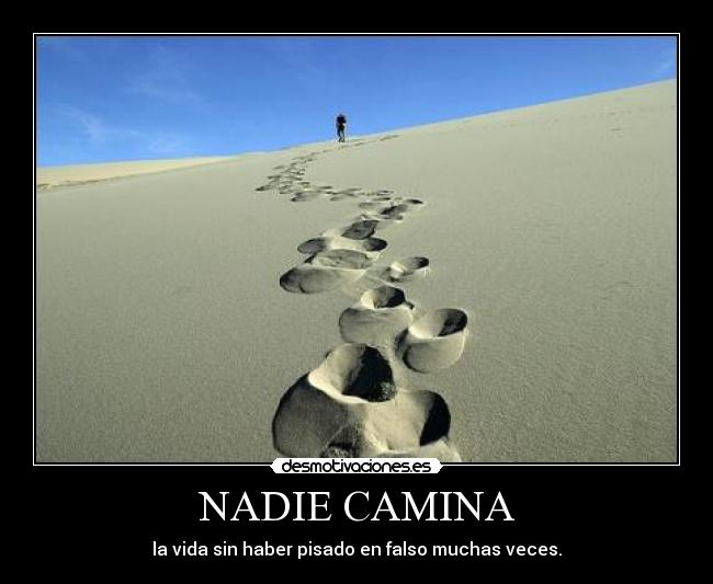 NADIE CAMINA - la vida sin haber pisado en falso muchas veces.