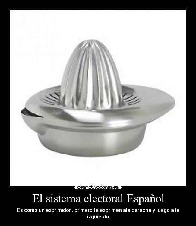 El sistema electoral Español - Es como un exprimidor , primero te exprimen ala derecha y luego a la izquierda