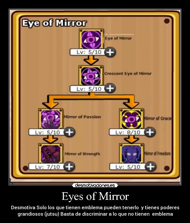 Eyes of Mirror - Desmotiva Solo los que tienen emblema pueden tenerlo  y tienes poderes
grandiosos (jutsu) Basta de discriminar a lo que no tienen  emblema