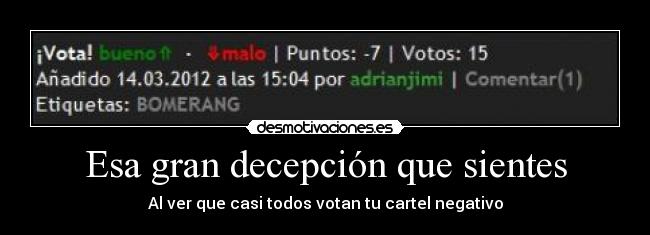 Esa gran decepción que sientes -