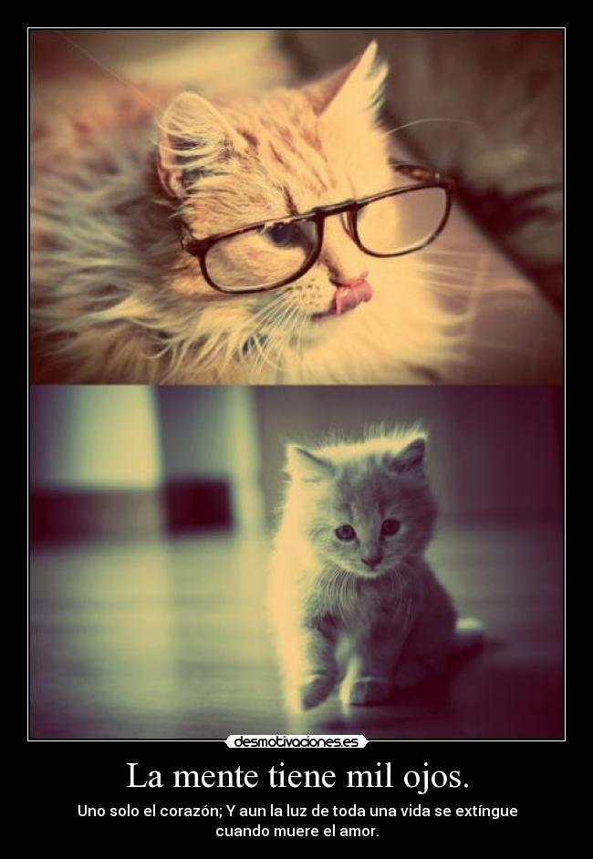 La mente tiene mil ojos. - Uno solo el corazón; Y aun la luz de toda una vida se extíngue cuando muere el amor.