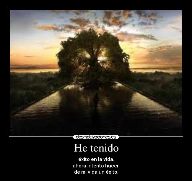 He tenido - éxito en la vida.
ahora intento hacer 
de mi vida un éxito.