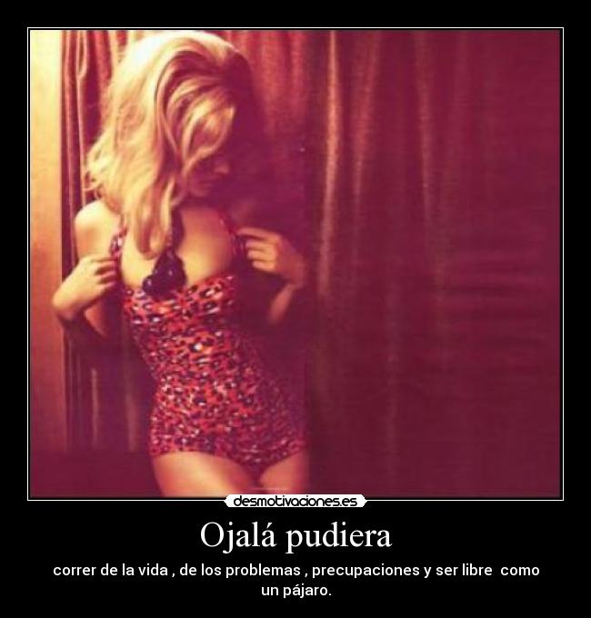 Ojalá pudiera - correr de la vida , de los problemas , precupaciones y ser libre como un pájaro.