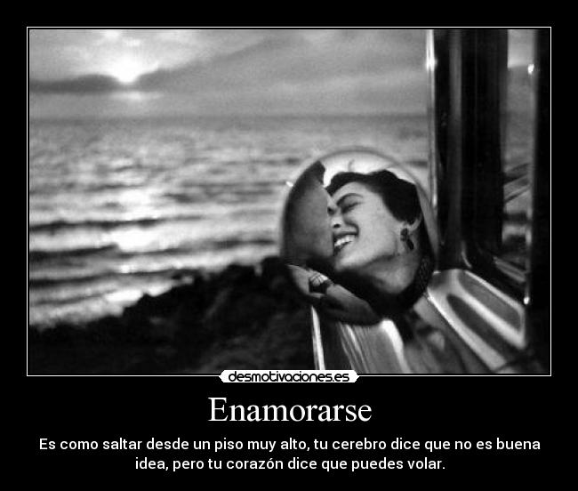 Enamorarse - Es como saltar desde un piso muy alto, tu cerebro dice que no es buena
idea, pero tu corazón dice que puedes volar.