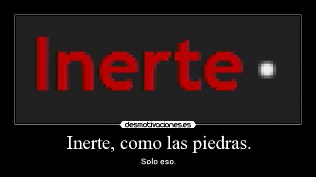 Inerte, como las piedras. - Solo eso.