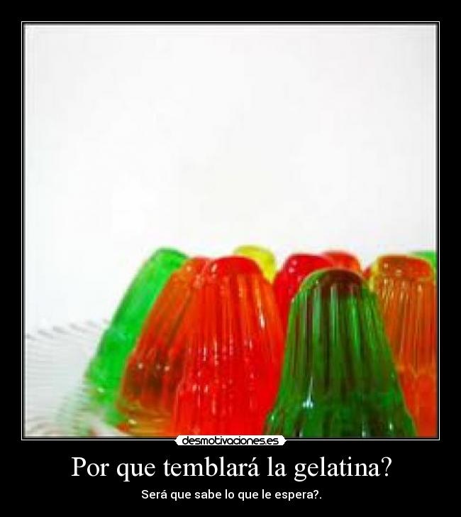 Por que temblará la gelatina? - Será que sabe lo que le espera?.