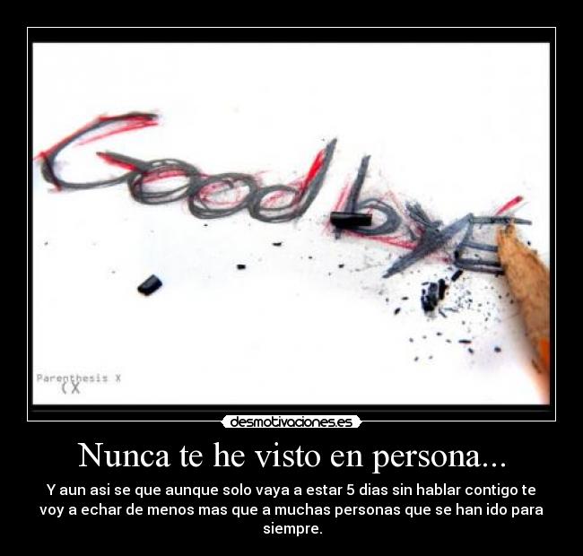 Nunca te he visto en persona... -