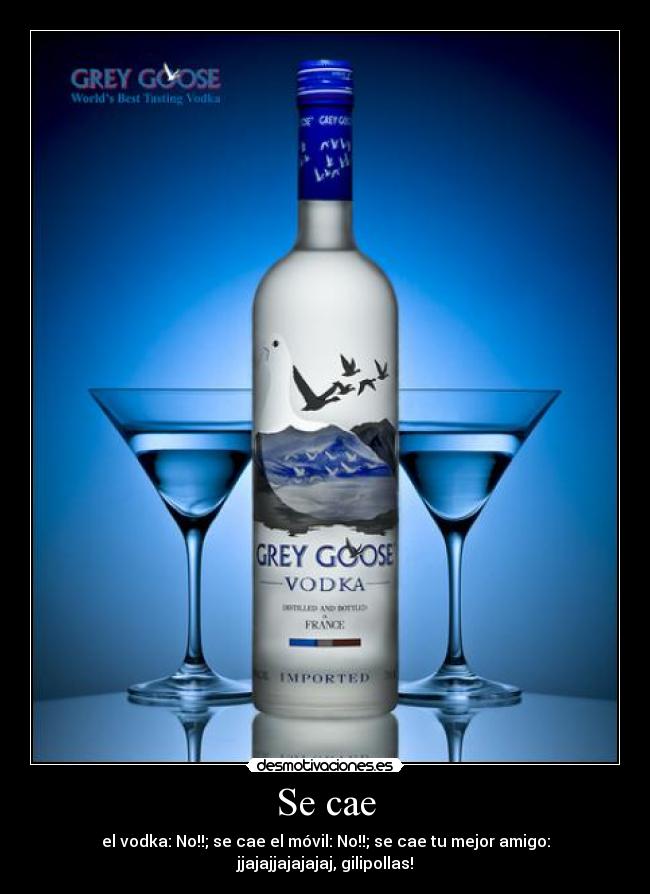 Se cae - el vodka: No!!; se cae el móvil: No!!; se cae tu mejor amigo: jjajajjajajajaj, gilipollas!