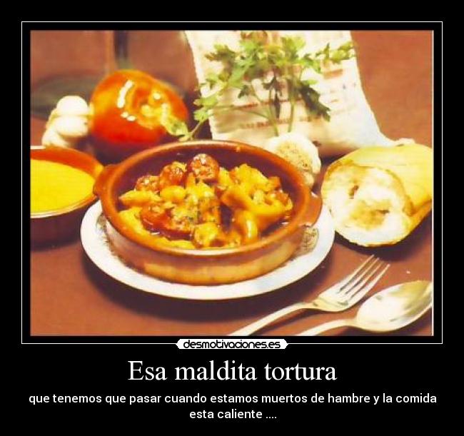 Esa maldita tortura - que tenemos que pasar cuando estamos muertos de hambre y la comida
esta caliente ....