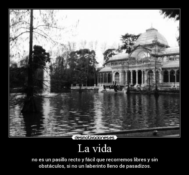 La vida - no es un pasillo recto y fácil que recorremos libres y sin
obstáculos, si no un laberinto lleno de pasadizos.