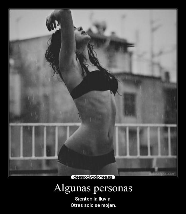 Algunas personas - Sienten la lluvia.
Otras solo se mojan.