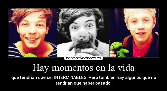 Hay momentos en la vida - que tendrian que ser INTERMINABLES. Pero tambien hay algunos que no
tendrian que haber pasado.