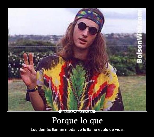 Porque lo que - Los demás llaman moda, yo lo llamo estilo de vida.