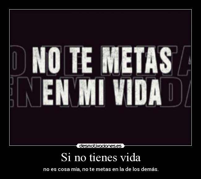 Si no tienes vida -
