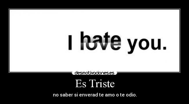 Es Triste - no saber si enverad te amo o te odio.