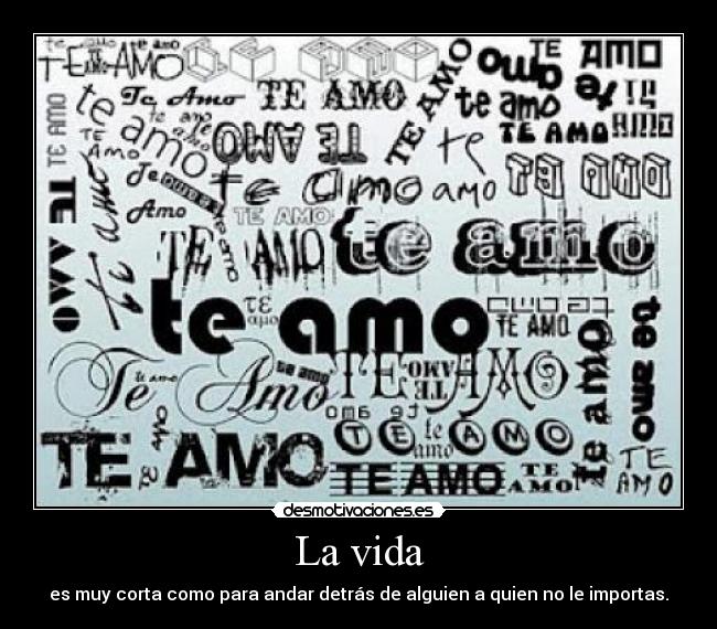 La vida - es muy corta como para andar detrás de alguien a quien no le importas.♥