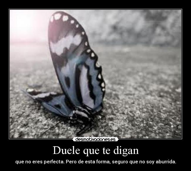 Duele que te digan - que no eres perfecta. Pero de esta forma, seguro que no soy aburrida.