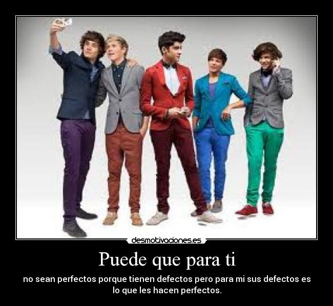Puede que para ti - no sean perfectos porque tienen defectos pero para mi sus defectos es
lo que les hacen perfectos.