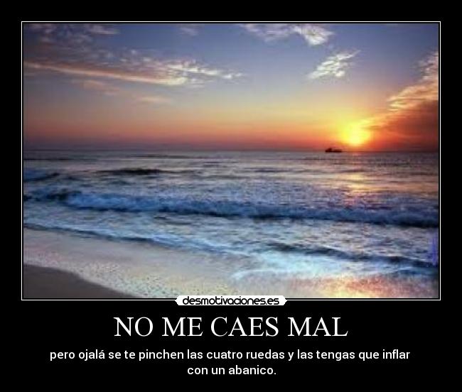 NO ME CAES MAL - pero ojalá se te pinchen las cuatro ruedas y las tengas que inflar con un abanico.