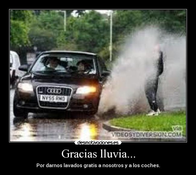 Gracias lluvia... - Por darnos lavados gratis a nosotros y a los coches.