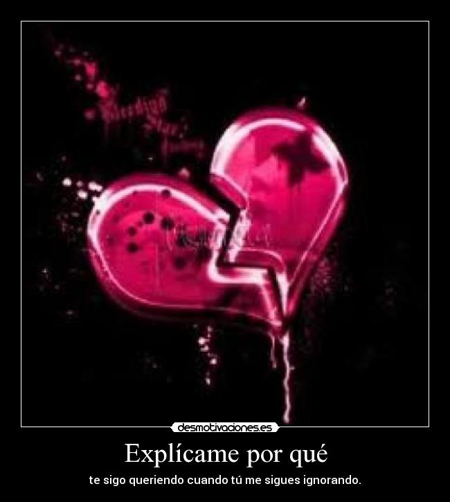 Explícame por qué - te sigo queriendo cuando tú me sigues ignorando.