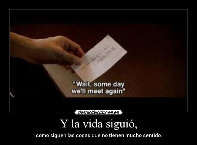 Y la vida siguió, - como siguen las cosas que no tienen mucho sentido.