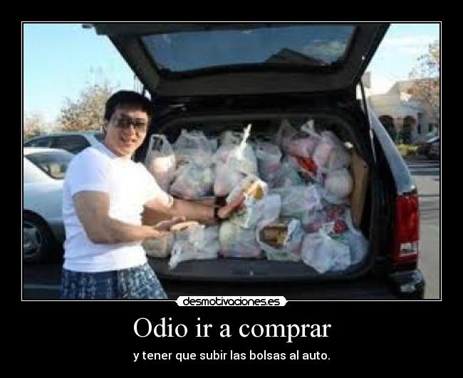 Odio ir a comprar - y tener que subir las bolsas al auto.