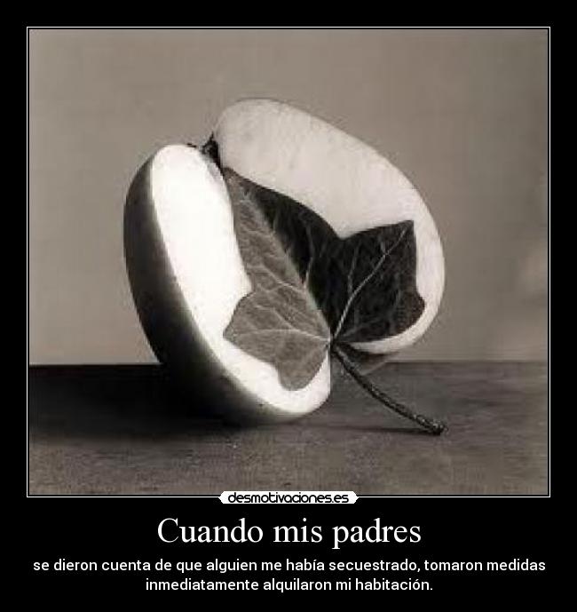 Cuando mis padres - se dieron cuenta de que alguien me había secuestrado, tomaron medidas
inmediatamente alquilaron mi habitación.