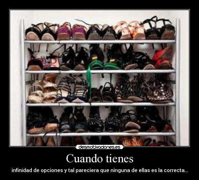 Cuando tienes - infinidad de opciones y tal pareciera que ninguna de ellas es la correcta...