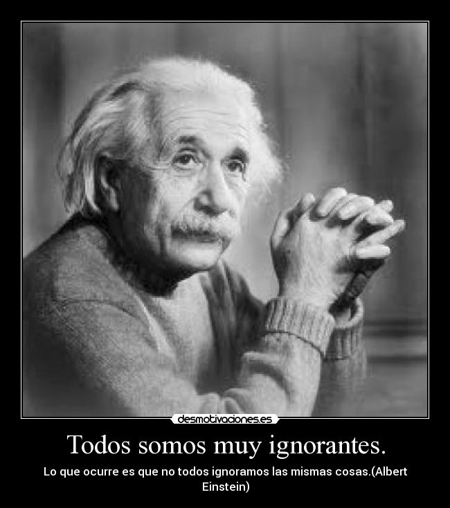 Todos somos muy ignorantes. - Lo que ocurre es que no todos ignoramos las mismas cosas.(Albert Einstein)