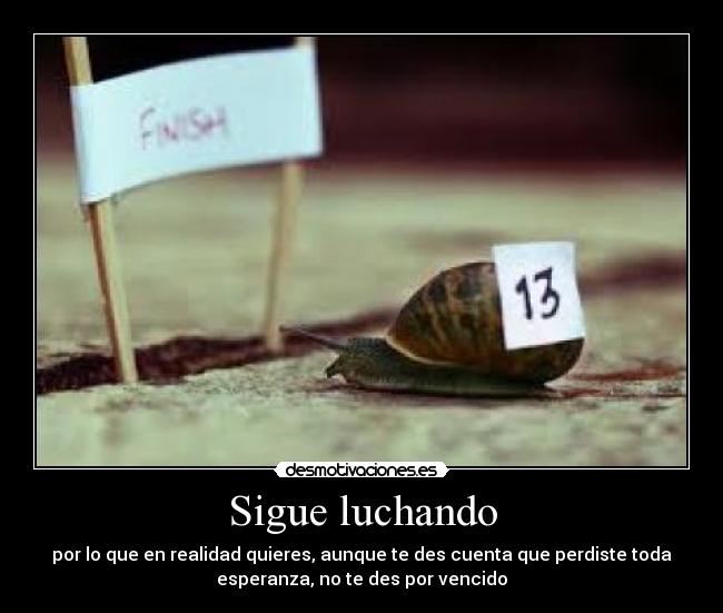 Sigue luchando - por lo que en realidad quieres, aunque te des cuenta que perdiste toda
esperanza, no te des por vencido