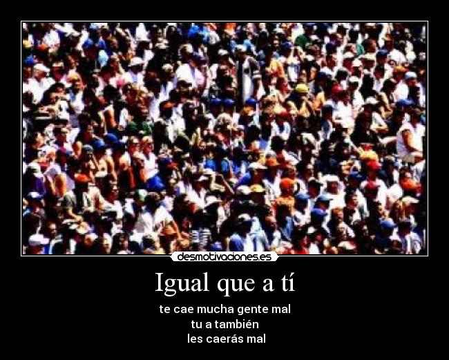 Igual que a tí - te cae mucha gente mal
tu a también
 les caerás mal