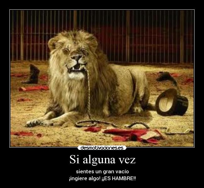 Si alguna vez - sientes un gran vacío
¡ingiere algo! ¡¡ES HAMBRE!!