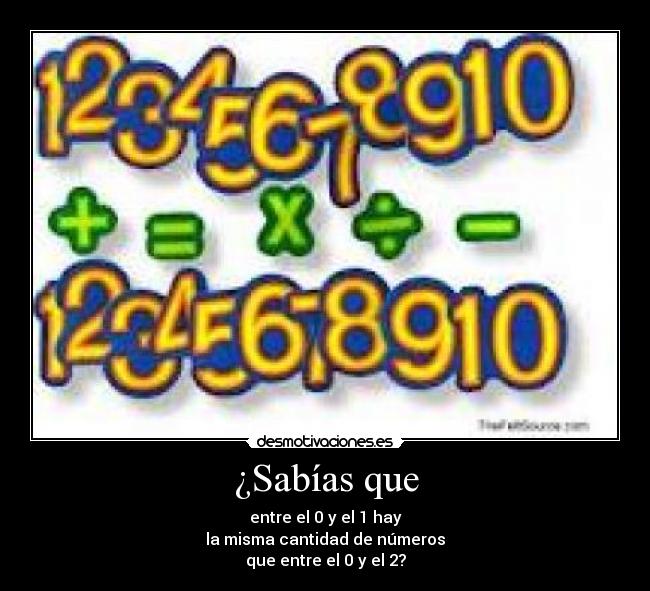 ¿Sabías que - entre el 0 y el 1 hay
la misma cantidad de números
que entre el 0 y el 2?