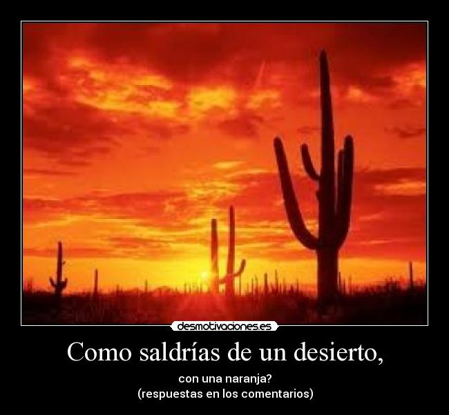 Como saldrías de un desierto, -