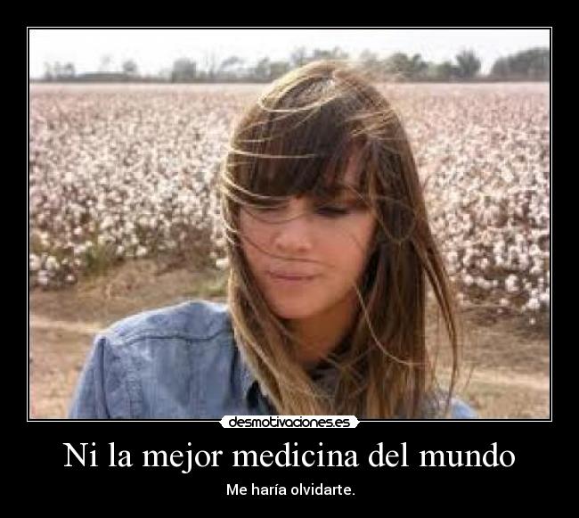 carteles mundo mejor medicina haria olvidarme ti amor desamor triste melancolia chica pensativa desmotivaciones