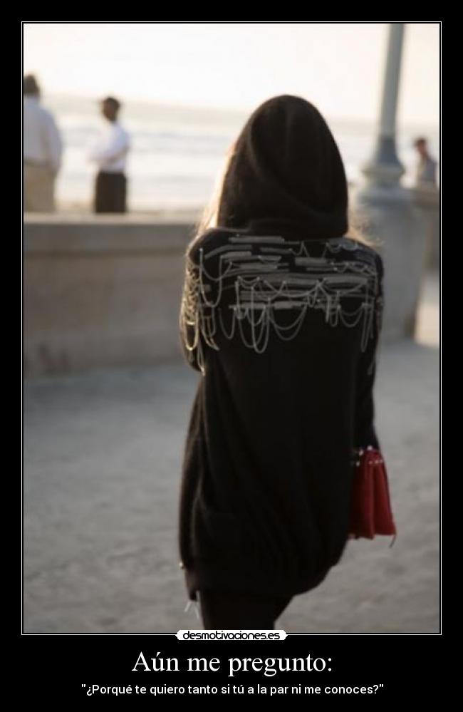 Aún me pregunto: - ¿Porqué te quiero tanto si tú a la par ni me conoces?