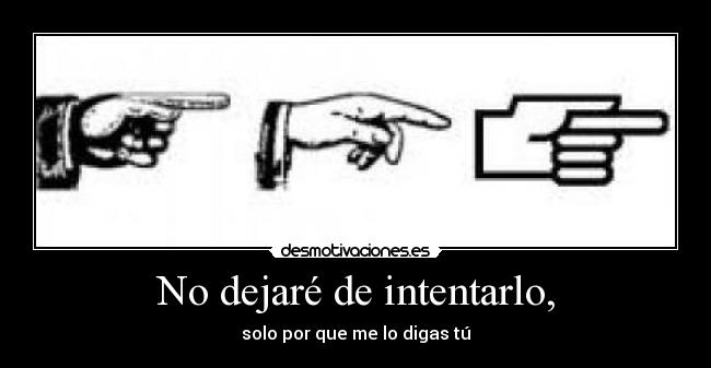 No dejaré de intentarlo, - solo por que me lo digas tú