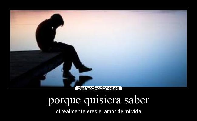 porque quisiera saber - si realmente eres el amor de mi vida