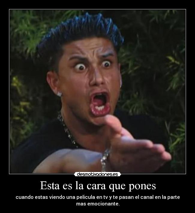 Esta es la cara que pones - cuando estas viendo una pelicula en tv y te pasan el canal en la parte
mas emocionante.