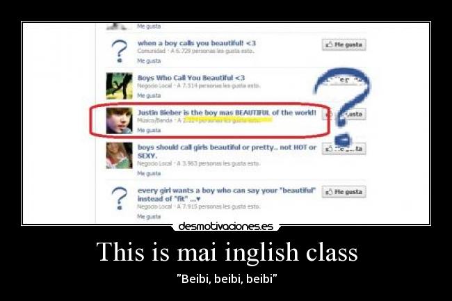 This is mai inglish class - Beibi, beibi, beibi