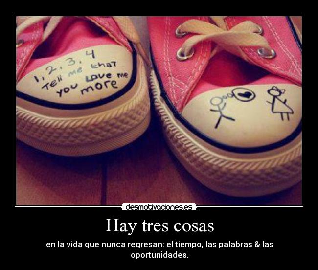 Hay tres cosas - en la vida que nunca regresan: el tiempo, las palabras & las oportunidades.
