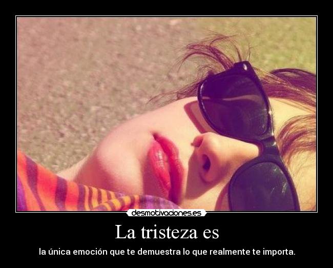 La tristeza es - la única emoción que te demuestra lo que realmente te importa.