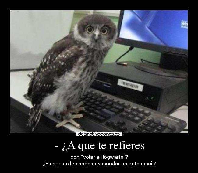 - ¿A que te refieres - con volar a Hogwarts?
¿Es que no les podemos mandar un puto email?