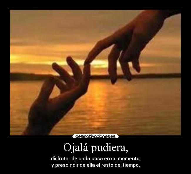 Ojalá pudiera, - disfrutar de cada cosa en su momento,
y prescindir de ella el resto del tiempo.