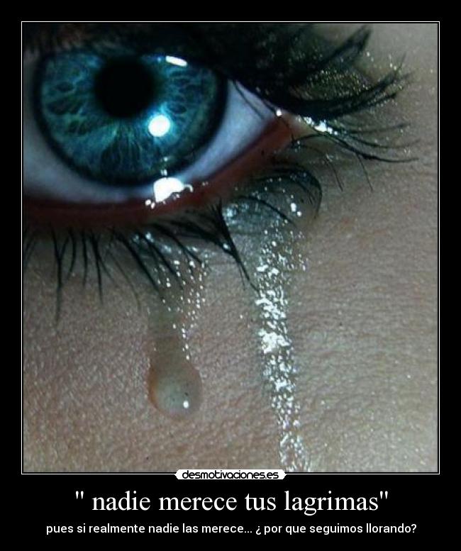 nadie merece tus lagrimas - pues si realmente nadie las merece... ¿ por que seguimos llorando?