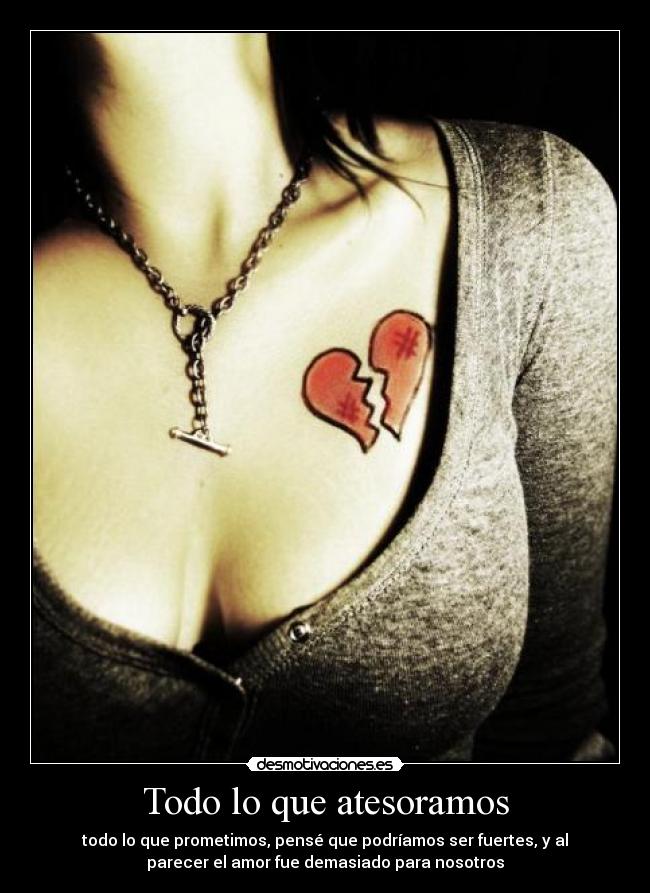 Todo lo que atesoramos - todo lo que prometimos, pensé que podríamos ser fuertes, y al
parecer el amor fue demasiado para nosotros