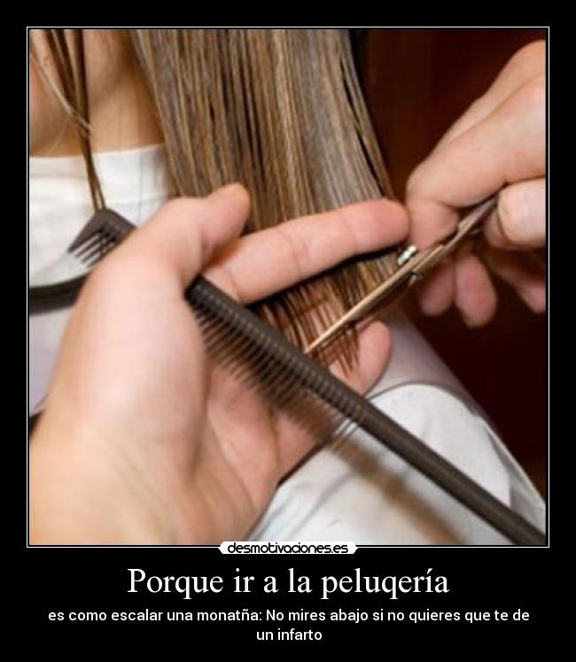 Porque ir a la peluqería - es como escalar una monatña: No mires abajo si no quieres que te de un infarto