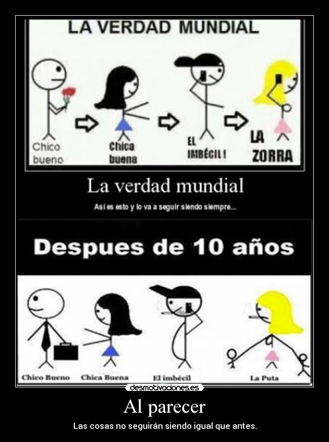 Al parecer - Las cosas no seguirán siendo igual que antes.