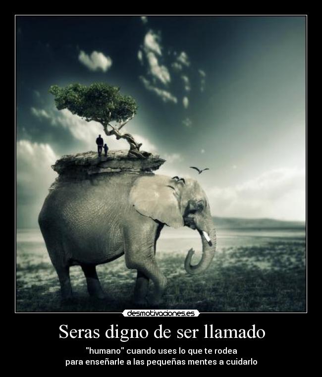Seras digno de ser llamado - humano cuando uses lo que te rodea
para enseñarle a las pequeñas mentes a cuidarlo